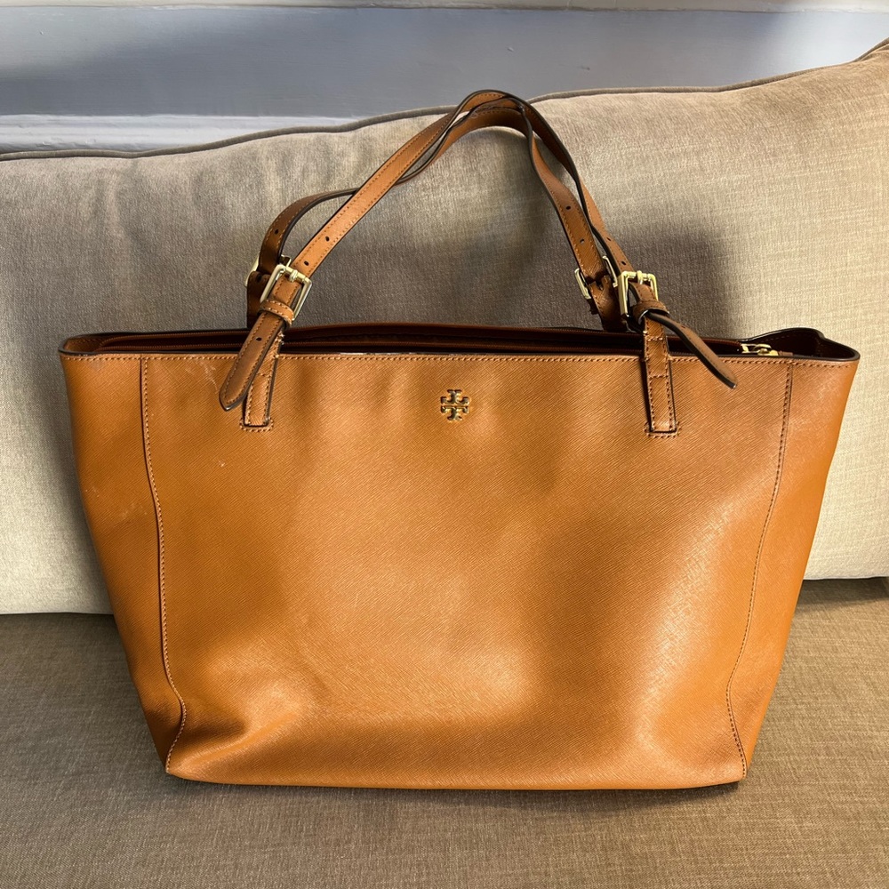 Tory Burch Leather Tote with Laptop Pouch